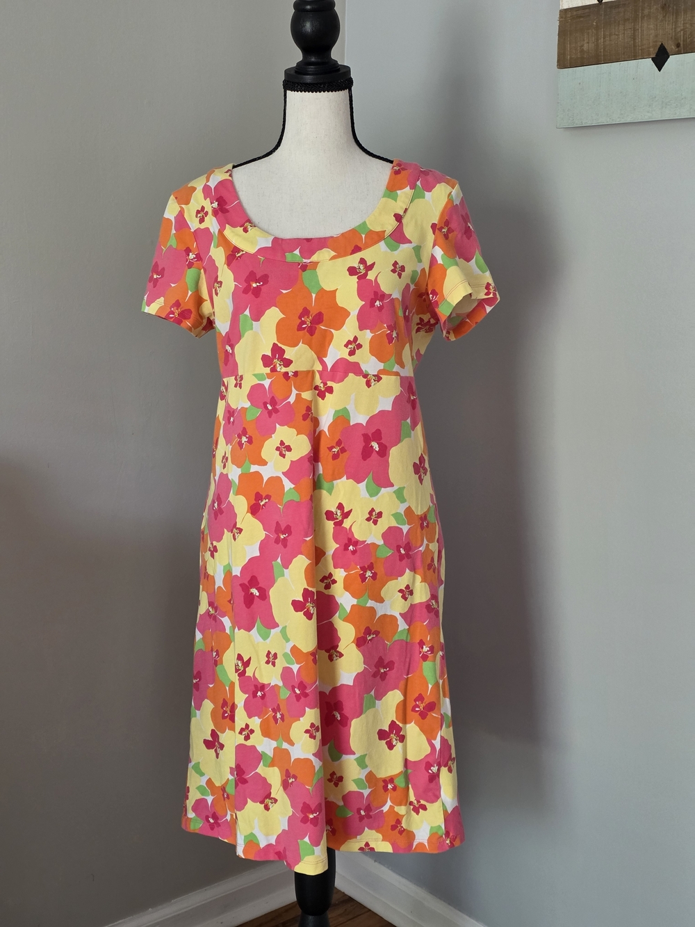 Lilly Pulitzer Floral Scoop-Neck Midi Dress - Pink, Yellow & Orange